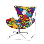 Poltrona Decorativa Giratória Gabi Estampada Cubismo