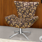 Poltrona Decorativa Giratória Gabi Estampada Marrom/bege Flor