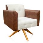 Poltrona Decorativa Giratória Ma30 Elisa Nozes/linho Bege D03