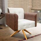 Poltrona Decorativa Giratória Ma30 Elisa Nozes/linho Bege D03