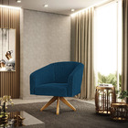 Poltrona Decorativa Giratória Ma30 Kit 2 Stella Bouclê Azul D