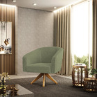 Poltrona Decorativa Giratória Ma30 Kit 2 Stella Bouclê Pistac