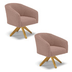 Poltrona Decorativa Giratória Ma30 Kit 2 Stella Bouclê Rosê D