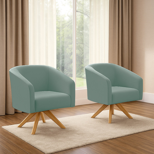 Poltrona Decorativa Giratória Ma30 Kit 2 Stella Cotelê Ext/ve