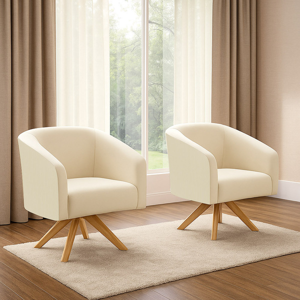 Poltrona Decorativa Giratória Ma30 Kit 2 Stella Cotelê Ext/ve