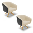 Poltrona Decorativa Giratória Ma30 Kit 2 Stella Preto/linho A