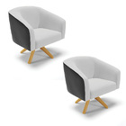 Poltrona Decorativa Giratória Ma30 Kit 2 Stella Preto/linho C