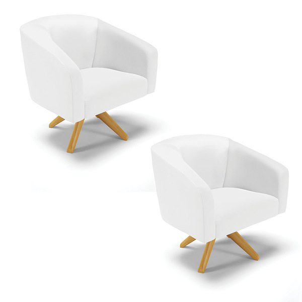 Poltrona Decorativa Giratória Ma30 Kit 2 Stella Sintético D03