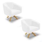 Poltrona Decorativa Giratória Ma30 Kit 2 Stella Sintético Pu