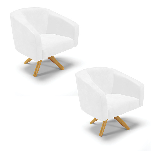 Poltrona Decorativa Giratória Ma30 Kit 2 Stella Sintético Pu