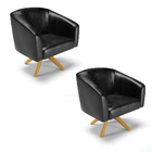 Poltrona Decorativa Giratória Ma30 Kit 2 Stella Sintético Pu