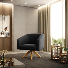 Poltrona Decorativa Giratória Ma30 Kit 2 Stella Suede Preto D