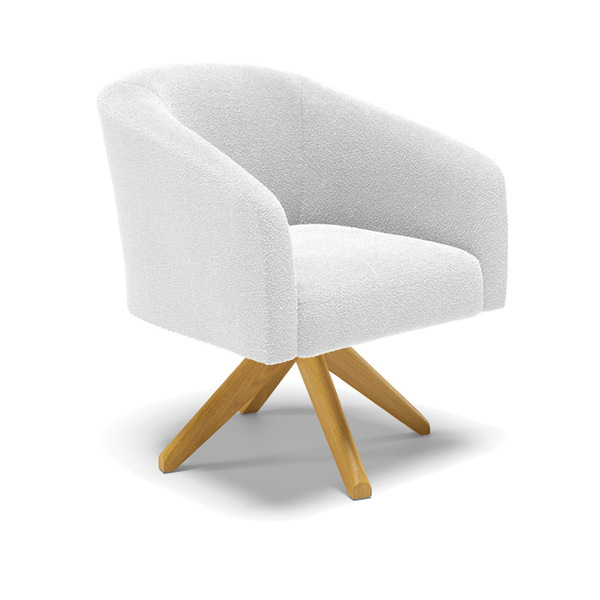 Poltrona Decorativa Giratória Ma30 Kit Stella Bouclê Off Whit