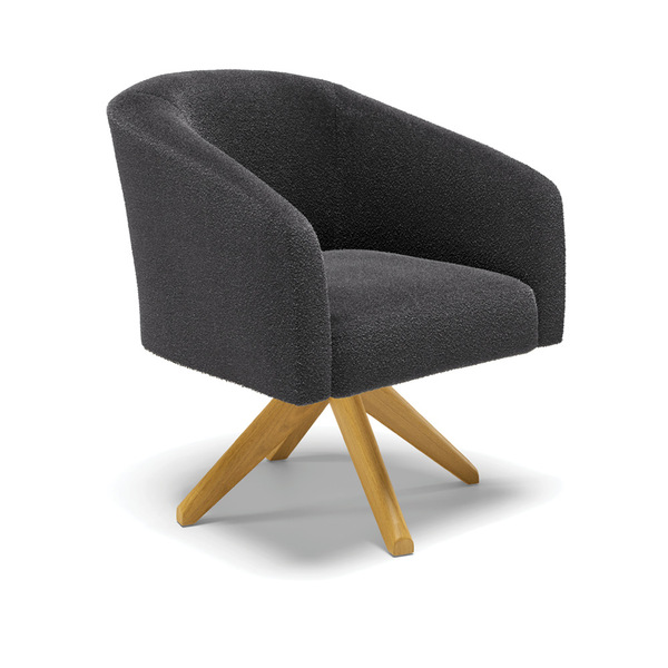 Poltrona Decorativa Giratória Ma30 Stella  Bouclê Grafite D03