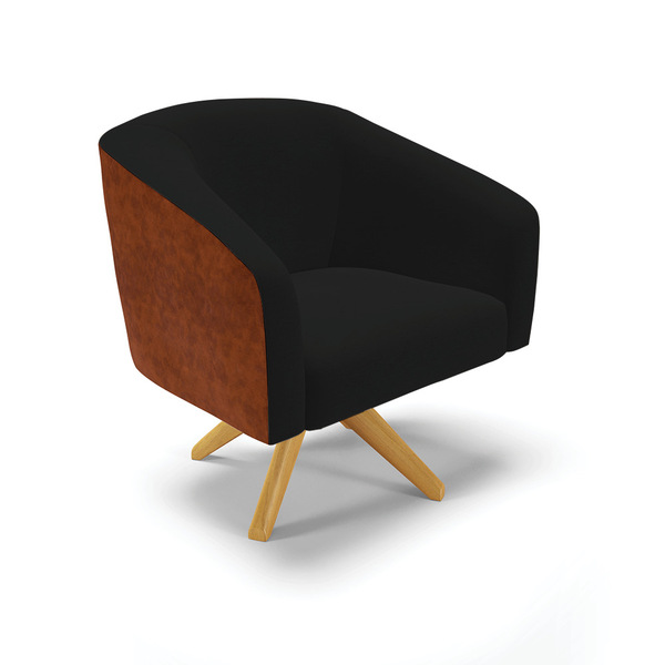 Poltrona Decorativa Giratória Ma30 Stella Nozes/linho D03 - D