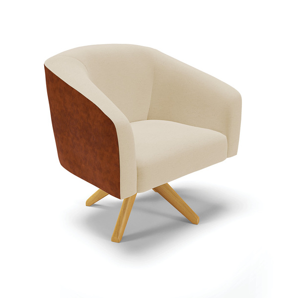 Poltrona Decorativa Giratória Ma30 Stella Nozes/linho D03 - D