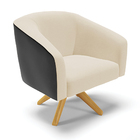 Poltrona Decorativa Giratória Ma30 Stella Preto/linho D03 - D