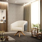 Poltrona Decorativa Giratória Ma30 Stella Preto/linho D03 - D