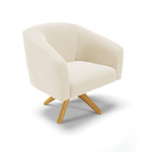 Poltrona Decorativa Giratória Ma30 Stella Veludo Bege D03 - D