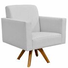 Poltrona Decorativa Giratória Madeira Para Sala De Estar Helô