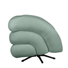 Poltrona Decorativa Giratória Micheli Veludo Acqua - Montanar