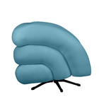 Poltrona Decorativa Giratória Micheli Veludo Azul Turquesa -