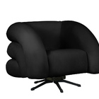 Poltrona Decorativa Giratória Micheli Veludo Preto - Montanar