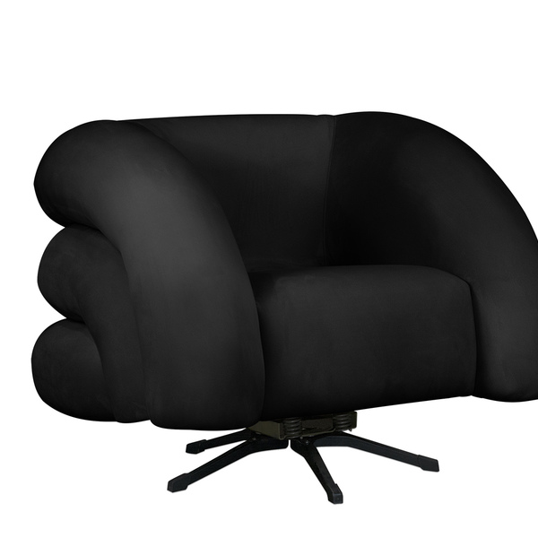 Poltrona Decorativa Giratória Micheli Veludo Preto - Montanar