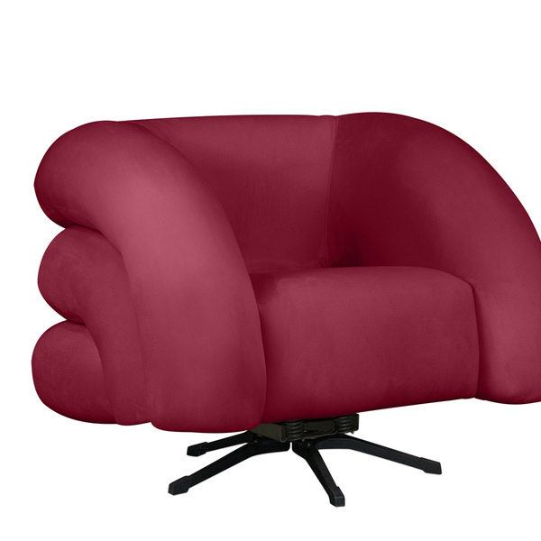Poltrona Decorativa Giratória Micheli Veludo Vermelho - Monta