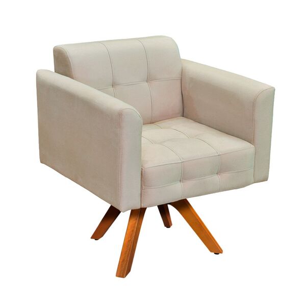 Poltrona Decorativa Giratória Mm30 Elisa Suede Bege D03 - D'r