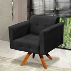 Poltrona Decorativa Giratória Mm30 Elisa Suede Preto D03 - D'