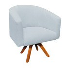 Poltrona Decorativa Giratória Mm30 Stella Linho Cinza Claro D