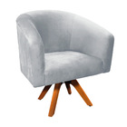 Poltrona Decorativa Giratória Mm30 Stella Suede Cinza D03 - D