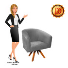 Poltrona Decorativa Giratória Mm30 Stella Suede Grafite D03 -