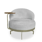 Poltrona Decorativa Giratória Orgânica Glamour Boucle Cinza -