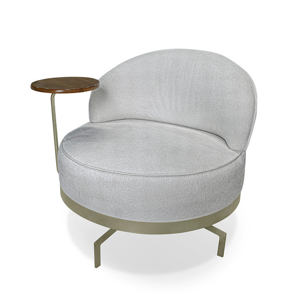 Poltrona Decorativa Giratória Orgânica Glamour Boucle Cinza -