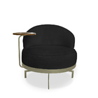 Poltrona Decorativa Giratória Orgânica Glamour Boucle Preto -