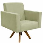 Poltrona Decorativa Giratória Para Sala De Estar Base De Made