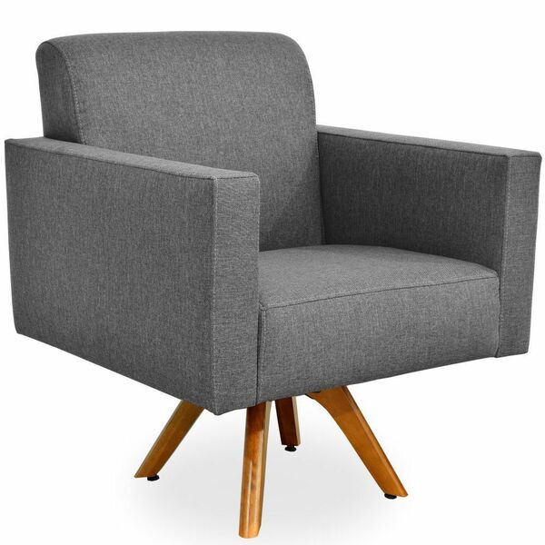 Poltrona Decorativa Giratória Para Sala De Estar Base De Made