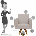 Poltrona Decorativa Giratória Para Sala De Estar Base De Made