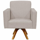 Poltrona Decorativa Giratória Para Sala De Estar Base De Made