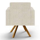 Poltrona Decorativa Giratória Para Sala De Estar Base Madeira