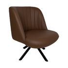 Poltrona Decorativa Giratória Preto Dortmund Pu Castanho G15