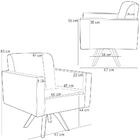 Poltrona Decorativa Giratória Sala De Estar Base De Madeira H