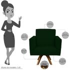 Poltrona Decorativa Giratória Sala De Estar Base De Madeira H