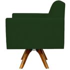 Poltrona Decorativa Giratória Sala De Estar Base De Madeira H