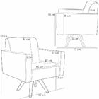 Poltrona Decorativa Giratória Sala De Estar Base De Madeira H