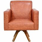 Poltrona Decorativa Giratória Sala De Estar Base De Madeira H