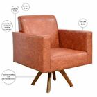 Poltrona Decorativa Giratória Sala De Estar Base De Madeira H