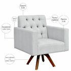 Poltrona Decorativa Giratória Sala De Estar Base De Madeira M